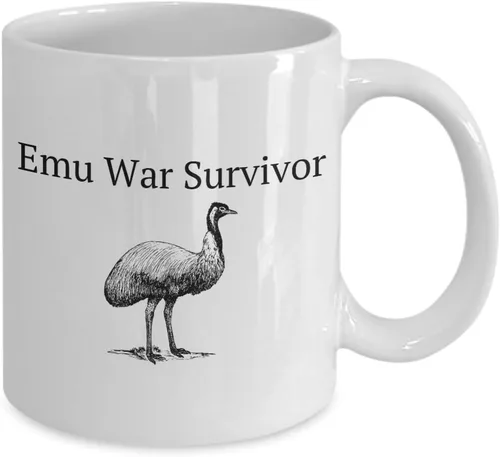 Vista 2 de Taza divertida de emu – Regalo para amante de emu o guardián de emu – Emu War Survivor Blanco