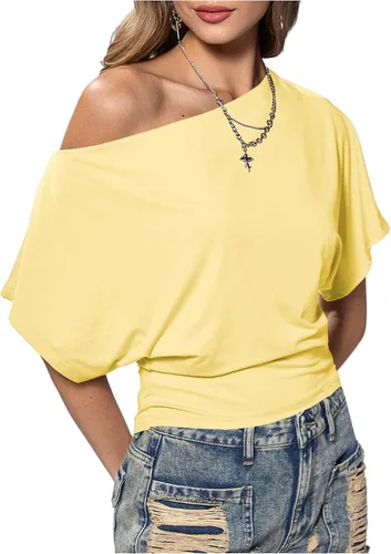 Vista 16 de SweatyRocks Women's Off The Shoulder Tops Asymmetrical Summer Going Out Top Negro