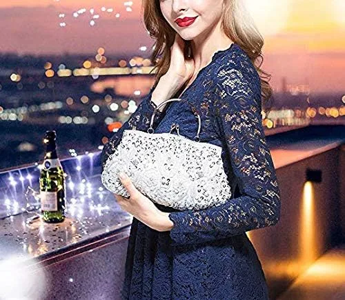 Vista 3 de Tmore Bolso de noche grande con diseño de lentejuelas y cuentas