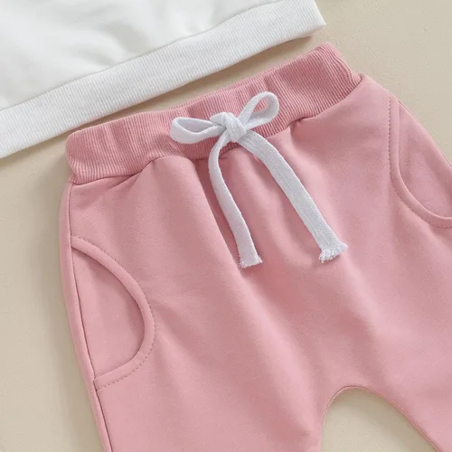 Vista 6 de BeQeuewll Conjunto de ropa para niñas pequeñas para el día de San Valentín, sudadera Be Mine de 2 piezas, conjunto de ropa para niñas pequeñas 0-3T