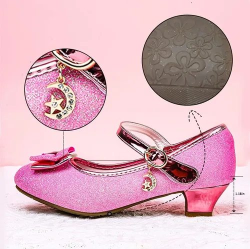 Vista 6 de Zapatos de ballet Mary Jane para niñas, zapatos de princesa de tacón bajo