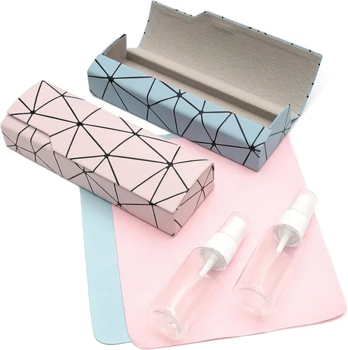 Vista 2 de Abwuulq - Funda de gafas deslumbrante celosía, funda protectora portátil para gafas, cubierta rígida para gafas de moda, unisex..