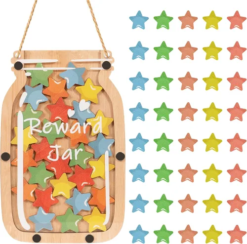 Vista 8 de Tarro de recompensa magnético personalizado con estrellas, tarro de recompensa para el aula para niños, tabla de comportamiento del sistema
