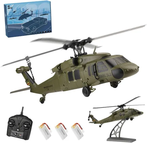 Vista 10 de Helicóptero RC para adultos, K170 UH-60L 170 Tamaño 2.4G 4CH 6-Axis Gyro Flybarless Helicóptero RC con altitud flotante, acelerador de mano