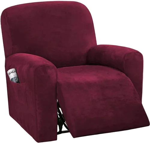 Vista 22 de Funda de terciopelo elástico para sofá reclinable de 1, 2 y 3 asientos, funda de sofá de color liso para mascotas, fundas para sofá de color liso