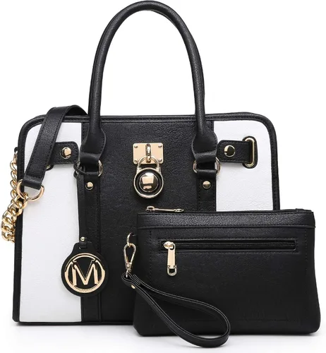 Vista 7 de MKP - Bolso de mano para mujer, dos tonos, con asa superior, juego de 2 unidades, con cartera de muñeca a juego Two tone, Top Handle, Set 2pcs
