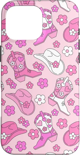 Vista 19 de iPhone 16 Pink Cowgirl Aesthetic Cowboy Boots Cowboy Hat Western Cute Case