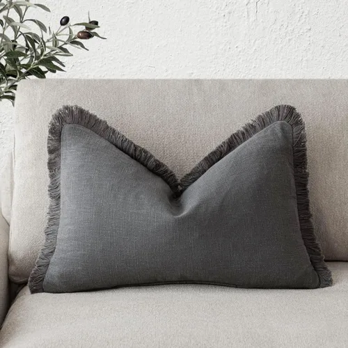 Vista 76 de Foindtower Fundas de almohada decorativas de lino con flecos, acogedora funda de cojín bohemia estilo farmhouse con borlas, funda de almohada