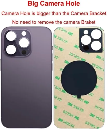 Vista 2 de 14 Pro - Carcasa trasera de repuesto para iPhone 14 Pro (morado oscuro, 6.1 pulgadas) con cinta preinstalada, instrucciones de instalación