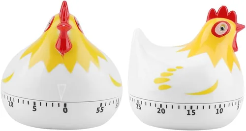Vista 8 de Lindo temporizador de cocina en forma de pollo, temporizador mecánico de cuenta regresiva de 60 minutos para cocinar y hornear (blanco)