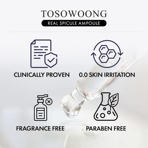 Vista 6 de TOSOWOONG Ampolla real Spicule con 30,000 inyecciones, niacinamida, pantenol, suero líquido potenciador de la piel, minimizador de poros