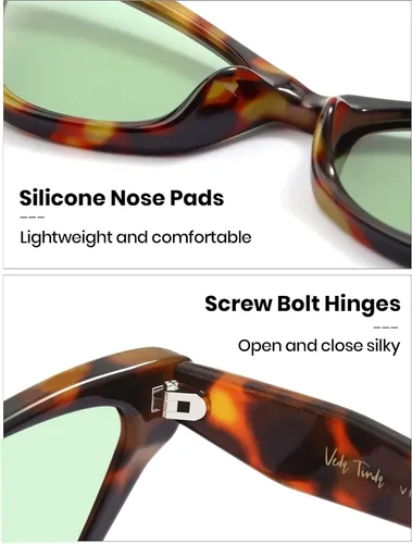 Vista 5 de Veda Tinda Vision Retro Narrow Cat Eye Sunglasses for Women Vintage Tinted Lens Trendy Cool Sexy Stylish Sunnies C18