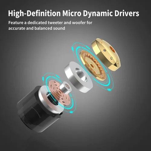 Vista 2 de BASN Auriculares profesionales intrauditivos con monitor para cantantes, bateristas y músicos con conector MMCX IEM (Pro Clear Negro)