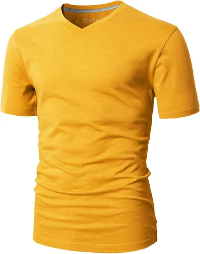 Vista 2 de H2H Camisetas casuales de manga corta para hombre, suaves, ligeras, cuello en V, cuello redondo, talla XS a 3XL