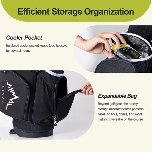 Vista 5 de GoHimal 14-Way Lightweight Golf Stand Bag with Multiple Pockets Golf Bags for Men with Auto-Stand, Smart Storage with 10 Pockets, Ergonomic Padded