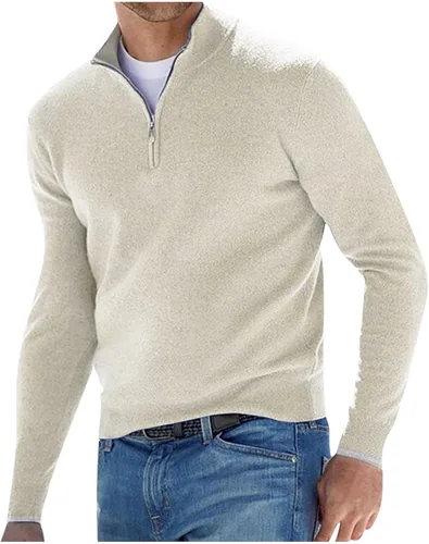 Vista 10 de Ymosrh Suéter de cuello redondo para hombre, casual, con cremallera de un cuarto, sudadera básica de manga larga, sudaderas M-5XL
