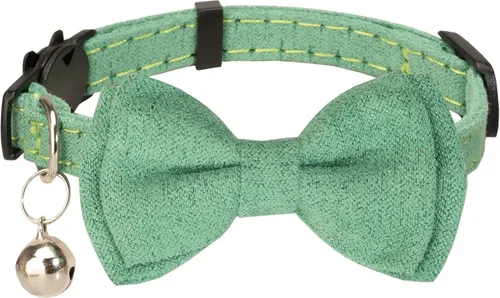 Vista 8 de Collar de gato con pajarita de campana Breakaway Kitten Small Pet Safety Solid Wedding Basic Pure Color Suede Soft Adjustable Sailor Bow - [1