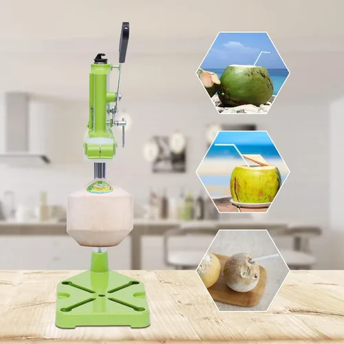 Vista 8 de Juego de herramientas de abridor de coco, herramienta manual de abridor de ponche de coco Máquina abierta de agua de coco para tiendas de frutas