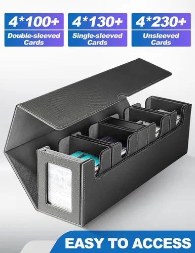 Vista 3 de UAONO Caja de cartas para MTG con pantalla Commander, funda de cartas 5 en 1 con capacidad para más de 800 tarjetas sin mangas, organizador