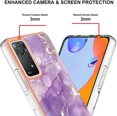 Vista 4 de Funda delgada para Redmi Note 11 4G, funda para Redmi Note 11s, diseño de mármol IMD delgada, funda protectora de pantalla y cámara para Redmi Note
