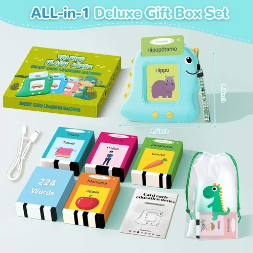 Vista 8 de Alotwan Tarjetas Didácticas Bilingües Parlantes Español/Inglés, Juguetes Sensoriales de Aprendizaje para Niños Autistas, 224 Palabras de Vista