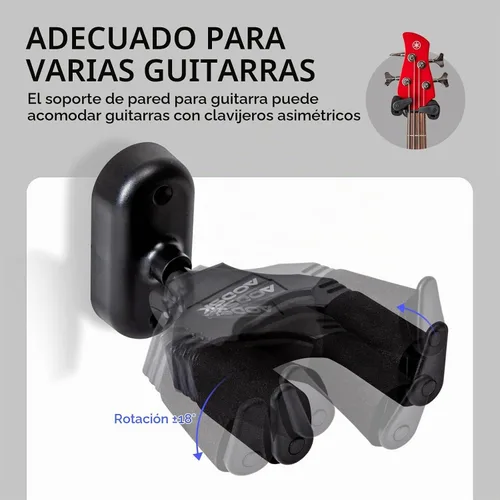 Vista 3 de AODSK Soporte de pared para guitarra, paquete de 3, ganchos de pared