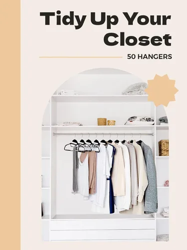 Vista 9 de HOUSE DAY Perchas de Plástico Negro Paquete de 30, Delgadas que Ahorran Espacio, Perchas Antideslizantes para Ropa con Almohadillas de Goma, Percha