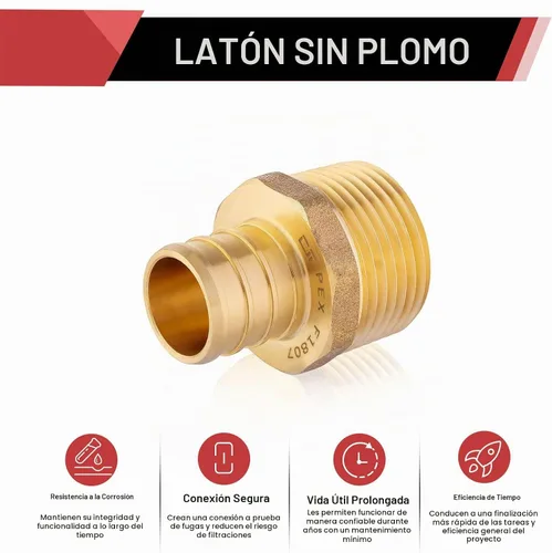 Vista 3 de Paquete de 2 accesorios EFIELD Pex, adaptador macho NPT de 1 pulgada x 1