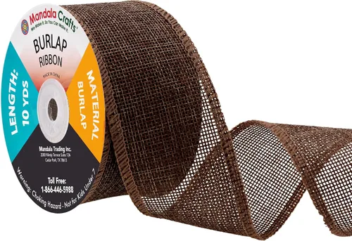 Vista 111 de Mandala Crafts Cinta de arpillera negra de 1.5 pulgadas de ancho para manualidades, rollo de 20 yardas de cinta rústica de arpillera para coronas