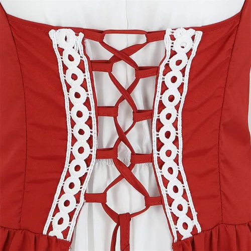 Vista 4 de Disfraz renacentista para mujer, conjunto de vestido irlandés medieval de talle alto y blusa bohemia gótica.