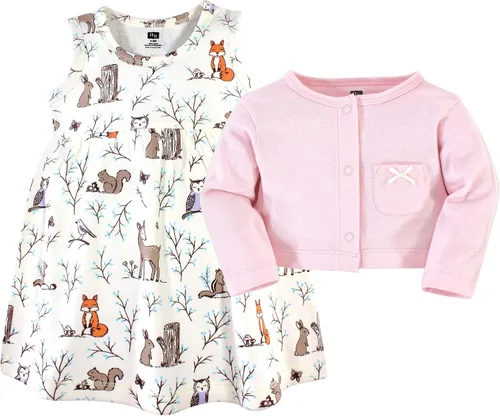 Vista 2 de Hudson Baby - Conjunto de vestido y cárdigan de algodón para niña