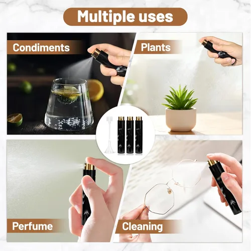 Vista 7 de Vitog - Atomizador de perfume de viaje de 10 ml con textura de mármol recargable, dispensador de colonia vacío mini botella de spray con embudo