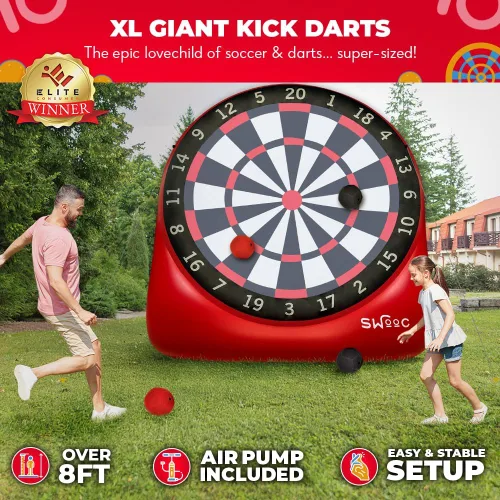 Vista 2 de Juegos SWOOC - Dardos gigantes inflables (más de 15 formas de jugar) - Pizarra gigante de dardos de fútbol con bomba de aire - Grandes