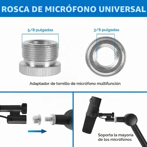 Vista 8 de MOUNT-IT! Brazo de boom ajustable para micrófono [Adaptador de tornillo de 3/8’’ a 5/8’’] Soporte de micrófono de tijera en suspensión, montaje