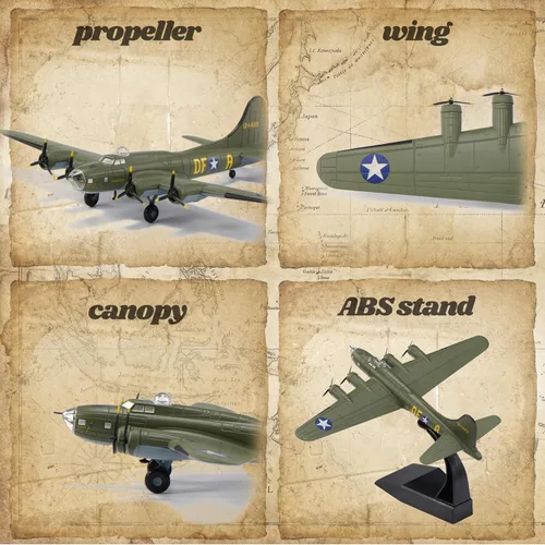 Vista 3 de B-17 Flying Fortress - Aviones fundidos a presión a escala 1/144, modelo de avión de metal pesado para coleccionista, entusiasta de la aviación