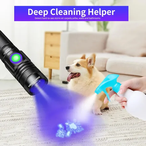 Vista 2 de DARKBEAM Linterna UV de 365 nm recargable de luz negra - Potentes mini linternas ultravioleta LED, lámpara portátil USB-C Woods - para detección