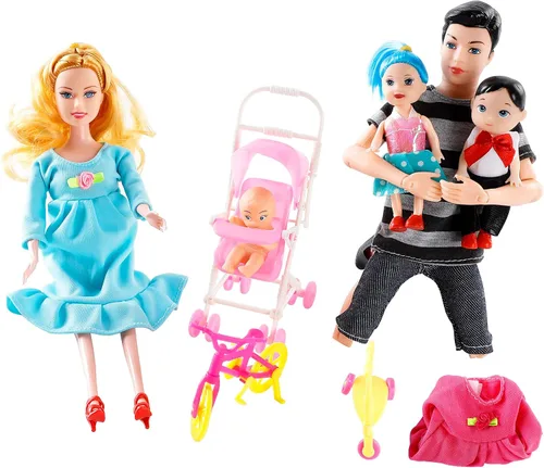 Vista 2 de Juego de juguetes para mamá embarazada, muñeca embarazada con bebé, incluye carrito de muñeca
