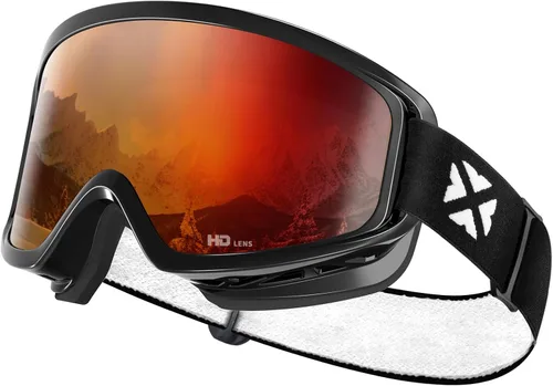 Vista 7 de MAXJULI Ski Goggles Snow Snowboard Goggles for Men Women Anti-Fog HD Lens M7 Marco negro+16.88% Vlt Blue Len