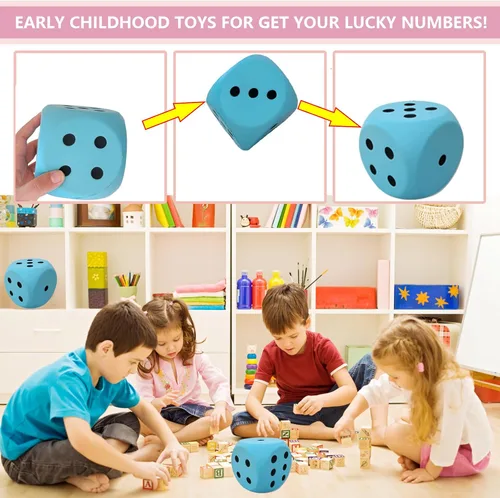Vista 4 de Juguete grande de bola antiestrés de 3.9 pulgadas, dados de espuma de poliuretano, juguetes de mesa para niños, para obtener tus números de la suerte