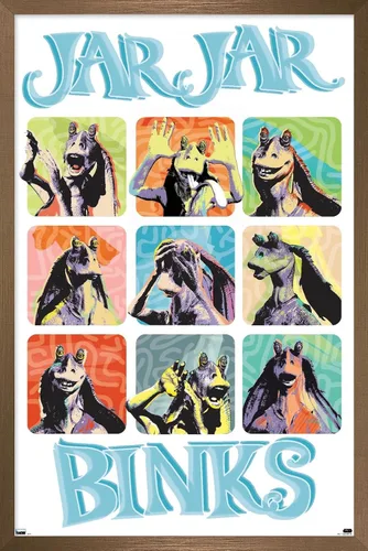 Vista 16 de Trends International Star Wars: The Phantom Menace - Jar Jar Binks Grid - Póster de pared, 22.4 pulgadas de largo x 14.7 pulgadas, versión enmarcada