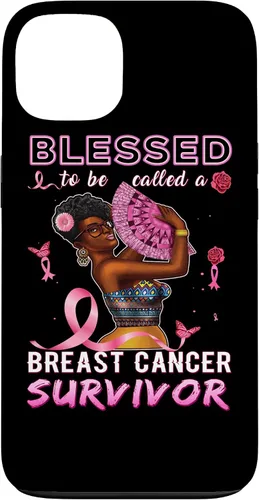 Vista 7 de iPhone 13 Pro Max Camisas afroamericanas contra el cáncer de mama para mujeres Blessed Survivor Case