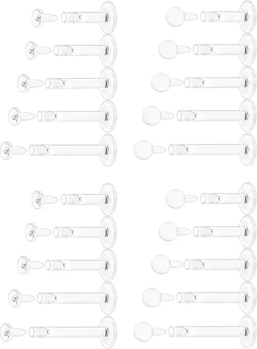 Vista 7 de Aretes transparentes con parte trasera plana de 18 G y 16 G para deportes de nariz, plástico de silicona, retenedores de cartílago para tragus