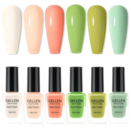 Vista 32 de GELLEN Juego de Esmalte de Uñas en 4 Colores Negro, Blanco, Gris & Base y Capa Superior, Esmalte de Uñas de Tendencia Otoño/Invierno Negro, Blanco