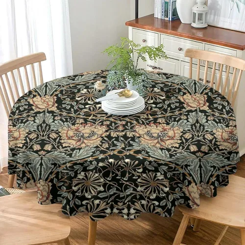 Vista 223 de Mantel Floral Retro de Pájaros, Diseño Original Bohemio William Morris Estampado Cubierta de Mesa para Hogar Picnic Fiesta Comedor Cocina William