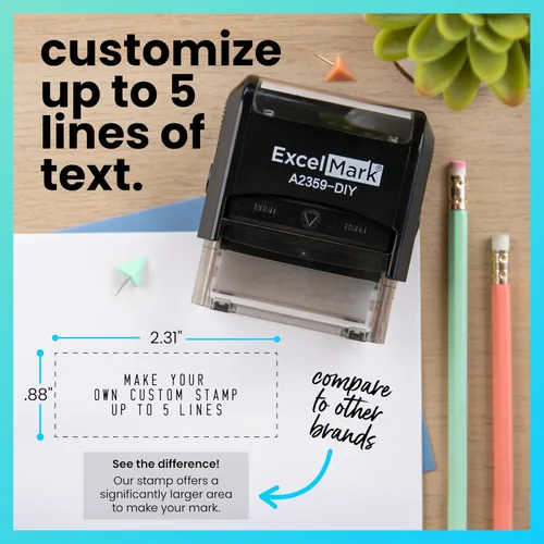 Vista 4 de ExcelMark Kit de Sello de Goma Autoentintado Personalizado DIY - Sellador Personalizado para Negocios o Hogar - Sello de Dirección, Sello de Mensaje