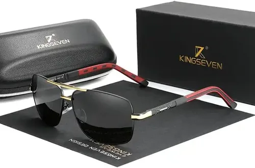 Vista 2 de KINGSEVEN Gafas de los hombres marca diseñador aluminio magnesio sol gafas para hombres polarizado espejo lente gafas mujeres 724