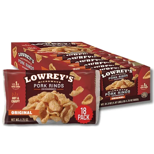 Vista 9 de Lowrey's Bacon Curls - Cortezas de cerdo para microondas (chicharrones), picantes y picantes, 1.75 onzas (paquete de 6) (el embalaje puede variar)