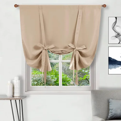Vista 73 de DWCN Cortinas Opacas - Persiana Enrollable con Lazos para Ventana, Aislamiento Térmico, Oscurecimiento de Habitación, Cortinas con Bolsillo