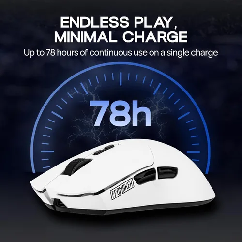 Vista 6 de EPOMAKER Click Lite Mouse inalámbrico para juegos, 800 a 12,000 DPI ajustable, sensor PAW3311, 500mAh, 2.08 oz, 2.4GBTUSB-C recargable con 5 botones