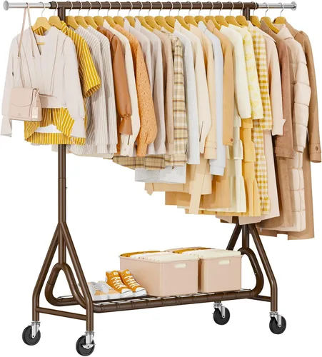 Vista 14 de Perchero de Ropa Resistente, Perchero de Ropa de Metal con Capacidad de 450 Libras, Percheros Rodantes para Colgar Ropa con Ruedas Bloqueables